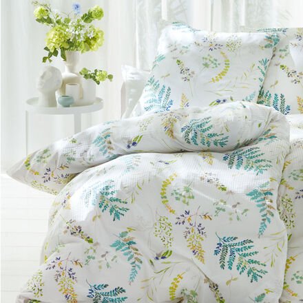 Soft-Seersucker-Bettwäsche Farn, 155 x 200 + 80 x 80 cm