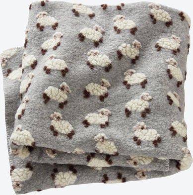 Walk-Wolldecke mit Schäfchen, grau 150 x 200 cm