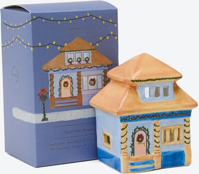 Weihnachtshaus - Keramik, bunt von Hand bemalt, für Teelichter oder Räucherkerzen, Keramik, B/T/H ca. 8/7/12 cm