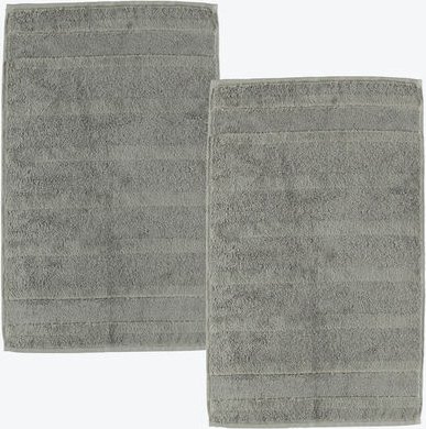 Gästehandtuch 2er-Set, mit Veloursstreifen Ton-in-Ton, 100 % Baumwolle, Frottier-Velours-Qualität, flauschig und weich, ...