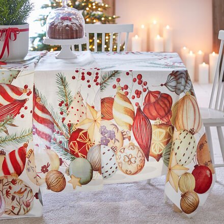 Tischdecke "Weihnachtskugeln", 180 x 270 cm