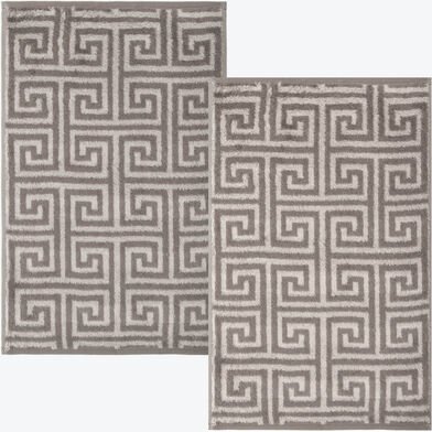 Gästehandtücher 2er-Set, Mäander-Design, 100 % Baumwolle, Frottier-Velours-Qualität, flauschig und weich, sehr saugfähig...
