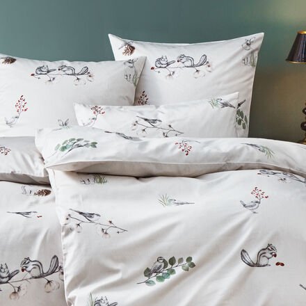 Thumbnail - Mako-Satin-Bettwäsche "Tiere des Waldes", 155 x 220 + 80 x 80 cm, 100 % Baumwolle