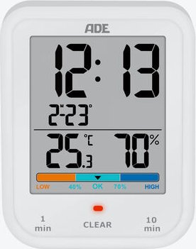 Digitale Badezimmeruhr weiß, B/H/T ca. 9,2/11,5/2,3 cm, inklusive Batterien (2 x AAA), mit Hygrometer und Thermometer, D...