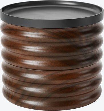 Thumbnail - Schmuckkästchen Holz, 2 Schalen stapelbar, Gummibaum, Farbe Walnuss, Samtfutter, Metalldeckel, Filzpolsterung, Ø/H ca. 1...