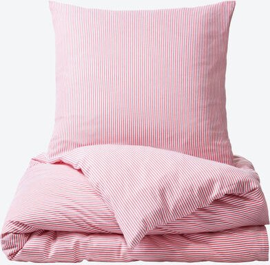 Bettwäsche , 135 x 200 + 80 x 80 cm, Muster: Streifen, Farbe: Rot