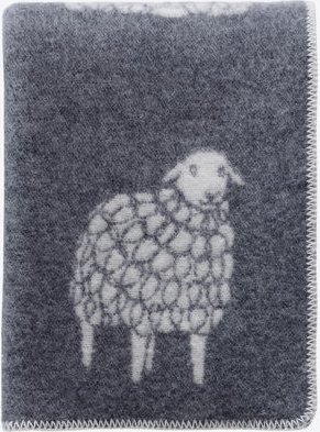 Wende-Wollplaid Schäfchen, 130 x 180 cm, grau