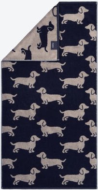 Dackel-Handtuch - Duschtuch 80/150 cm, Wendemotiv, Schwarz/Beige, 100 % Baumwolle
