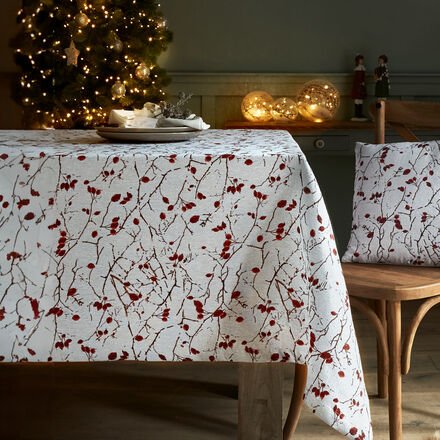 Tischdecke Hagebutten, 80 x 80 cm, 50 % Baumwolle + 50 % Polyester