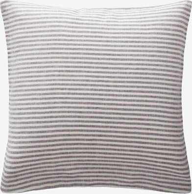 Leinen-Kissenbezug gestreift, Grau, 80 x 80 cm