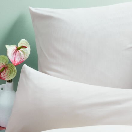 Thumbnail - Jersey-Bettwäsche Lines - 155/220 + 80/80 cm, feines Linienmuster in Creme, 100 % Baumwolle