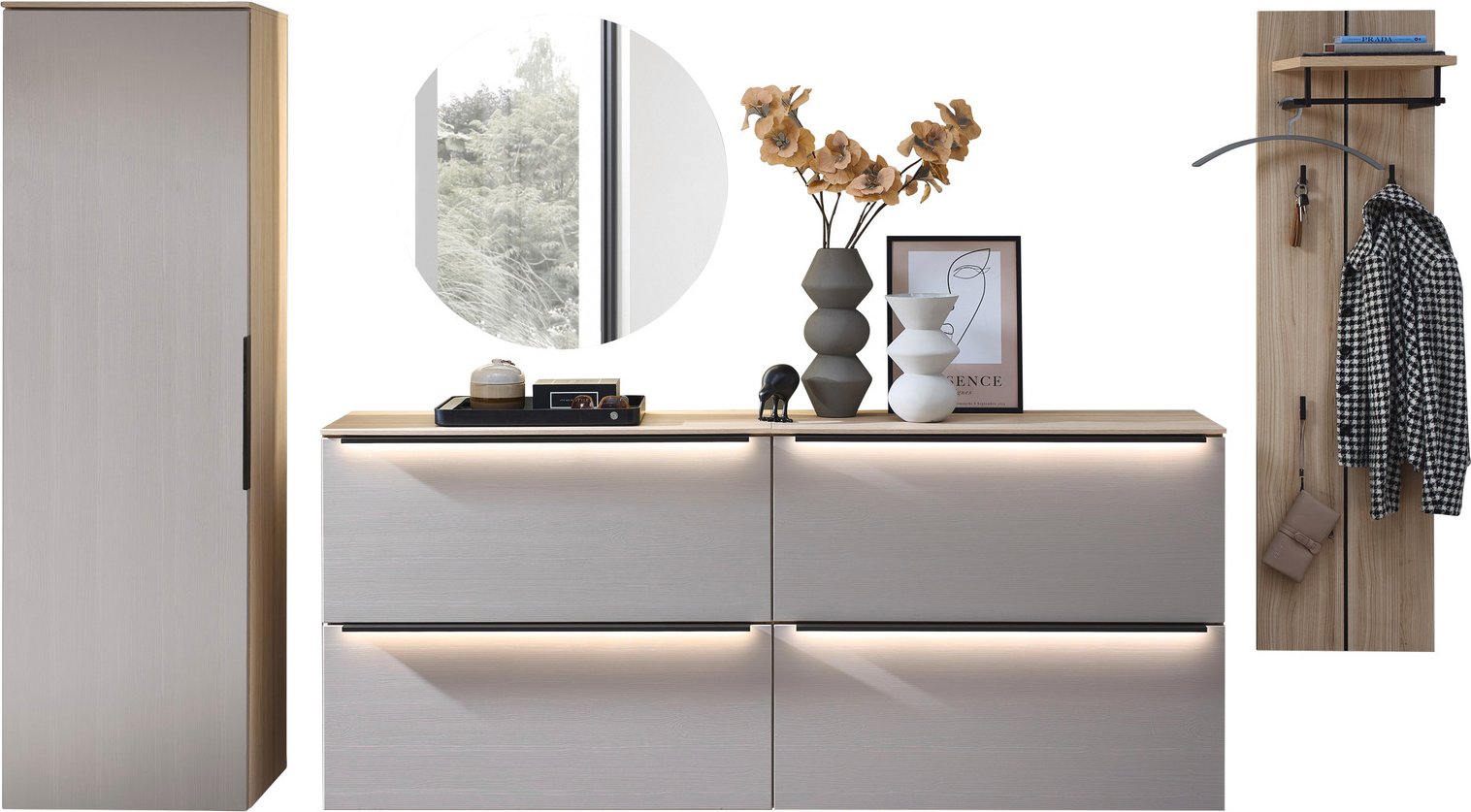 Voleo Garderoben-Kombination 5-tlg. STARLIGHT, Holznachbildung