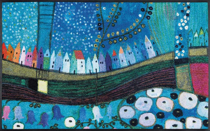 Kleen-Tex Fußmatte Stadt in blau, Polyamid