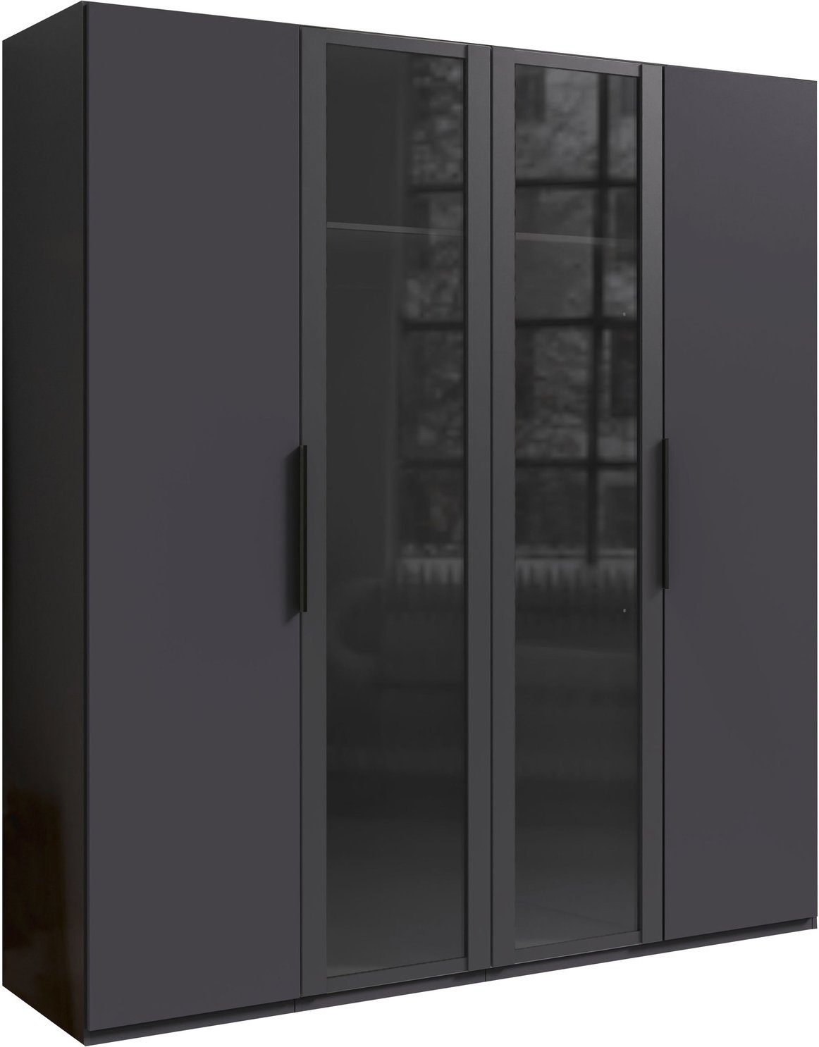 Hom´in Drehtürenschrank 4-trg. LEVEL 36 BLACK E, Holznachbildung