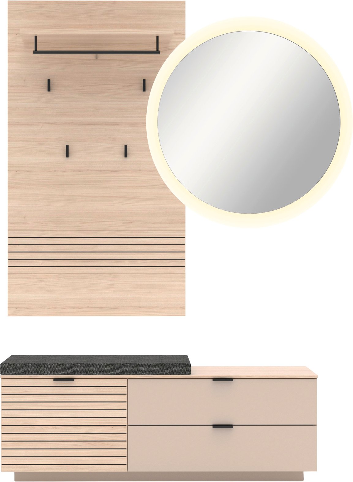 Voleo Garderoben-Set 3-tlg. INA, Holznachbildung