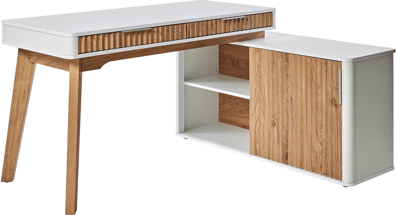 Novel Eck-Schreibtisch mit Anbau WAVE, Holznachbildung