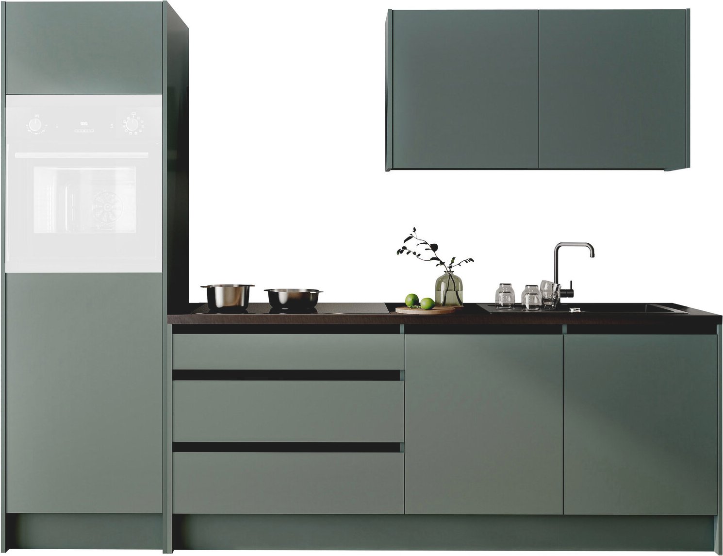 Yourkitchen Küchenblock 273 TROJA, grün, Holznachbildung