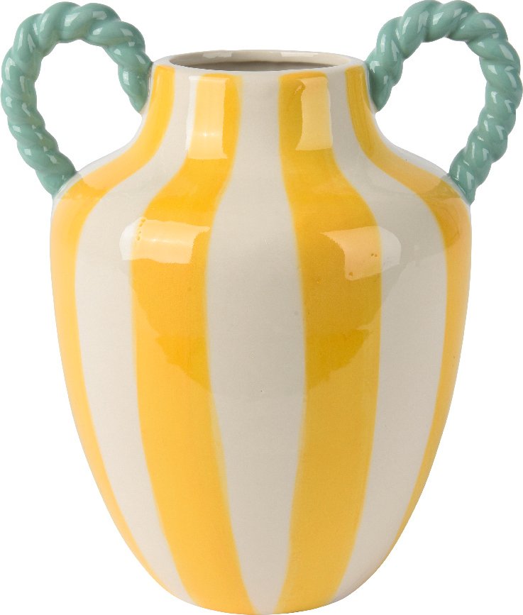Decoris Vase Yellow Stripes, Steingut