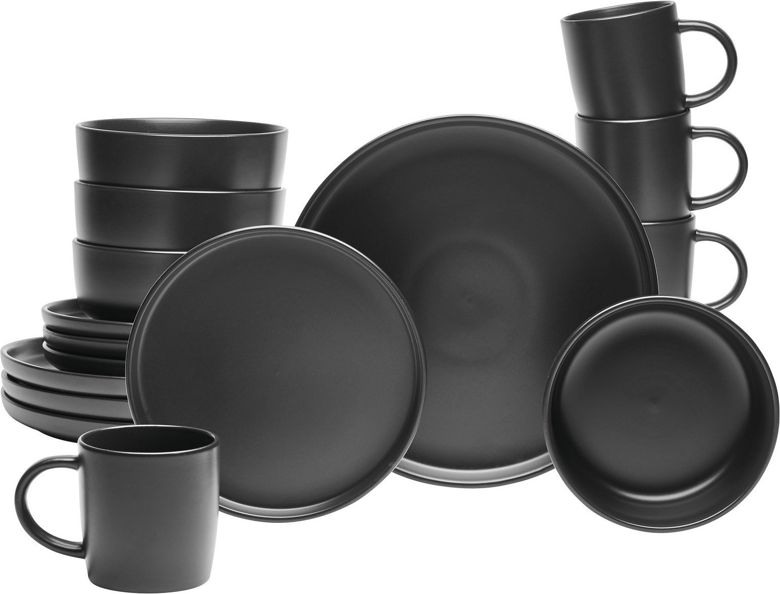 Van Well Kombiservice 16-tlg. NERO, Steingut
