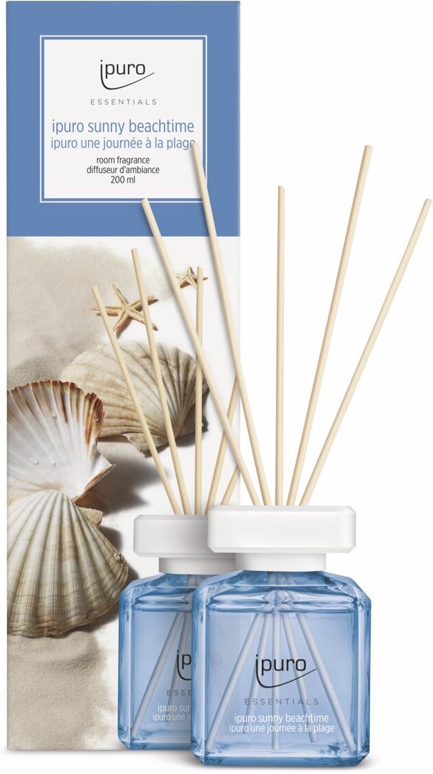 ipuro ESSENTIALS Raumduft Sunny Beachtime, blau, Glas