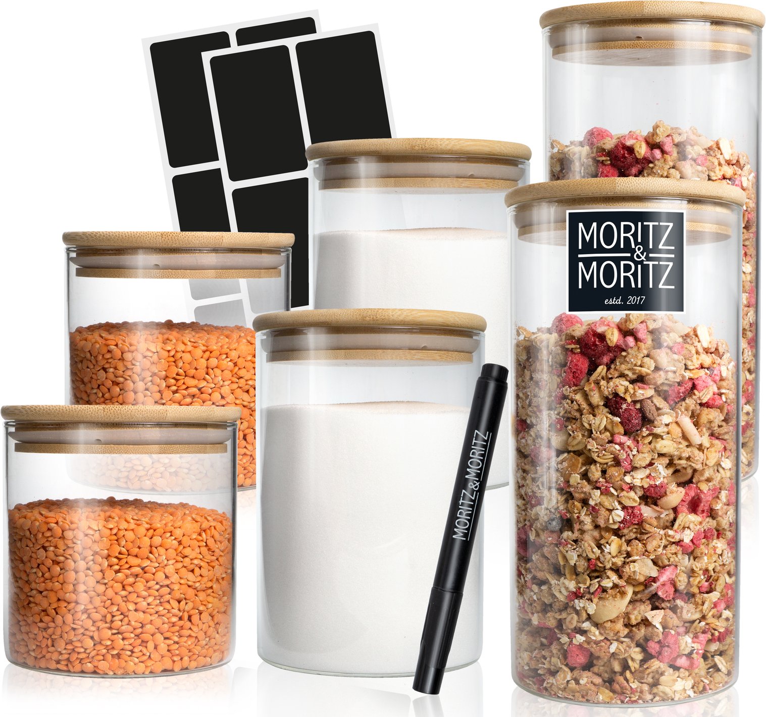 Moritz & 6er Set Vorratsgläser, Glas