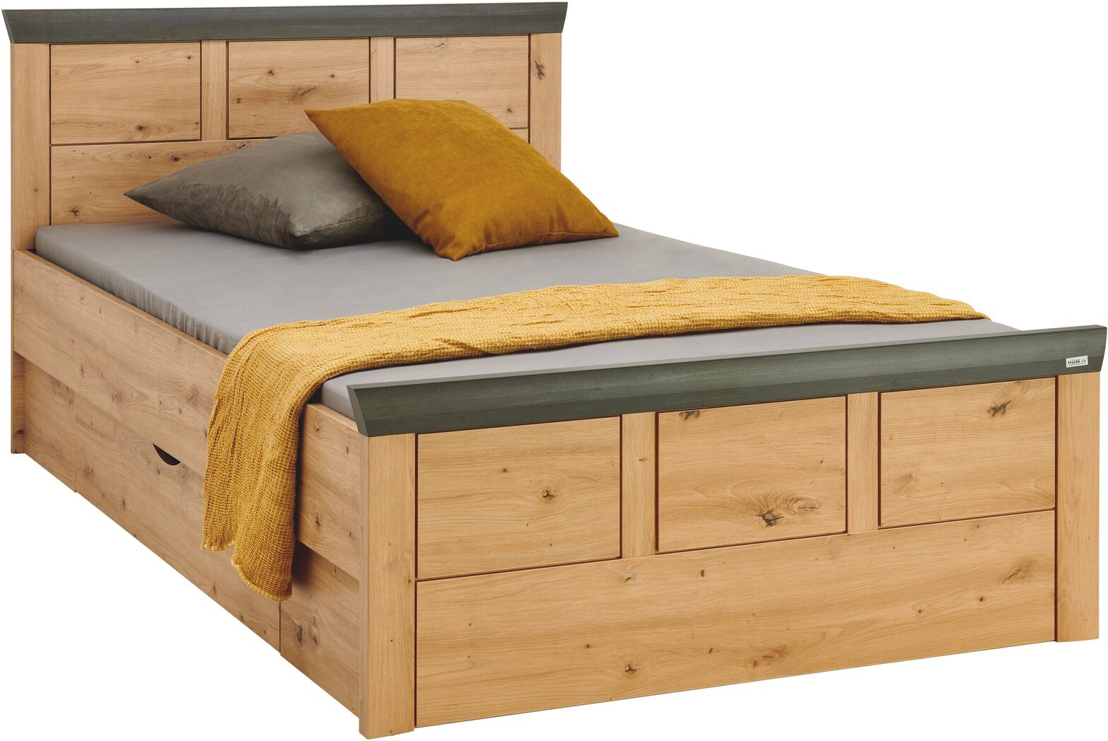 Hom´in Bett 120x200 BENTON, Eiche Artisan, Holznachbildung