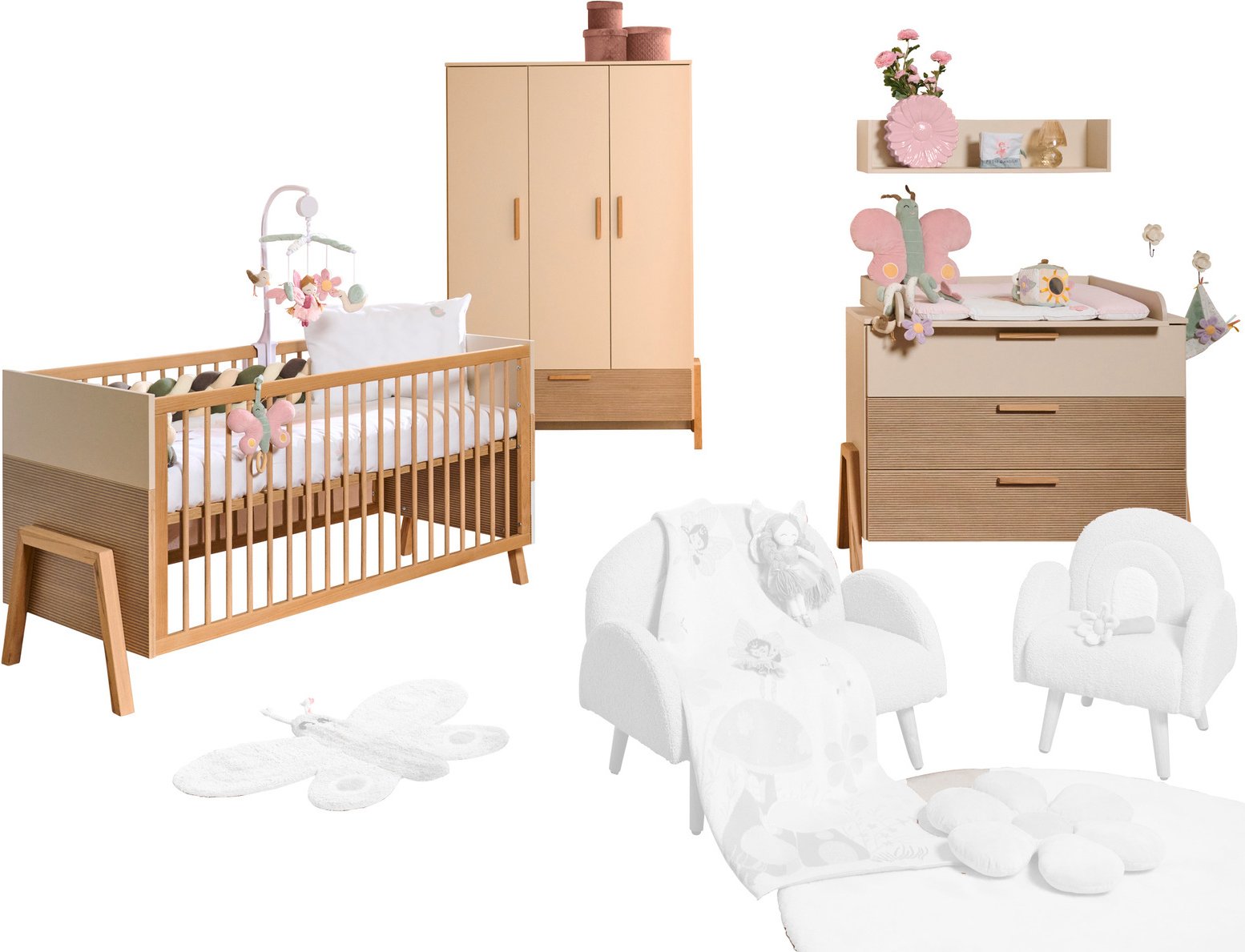 JIMMYLEE Babyzimmer 3-teilig DIANA, Holz