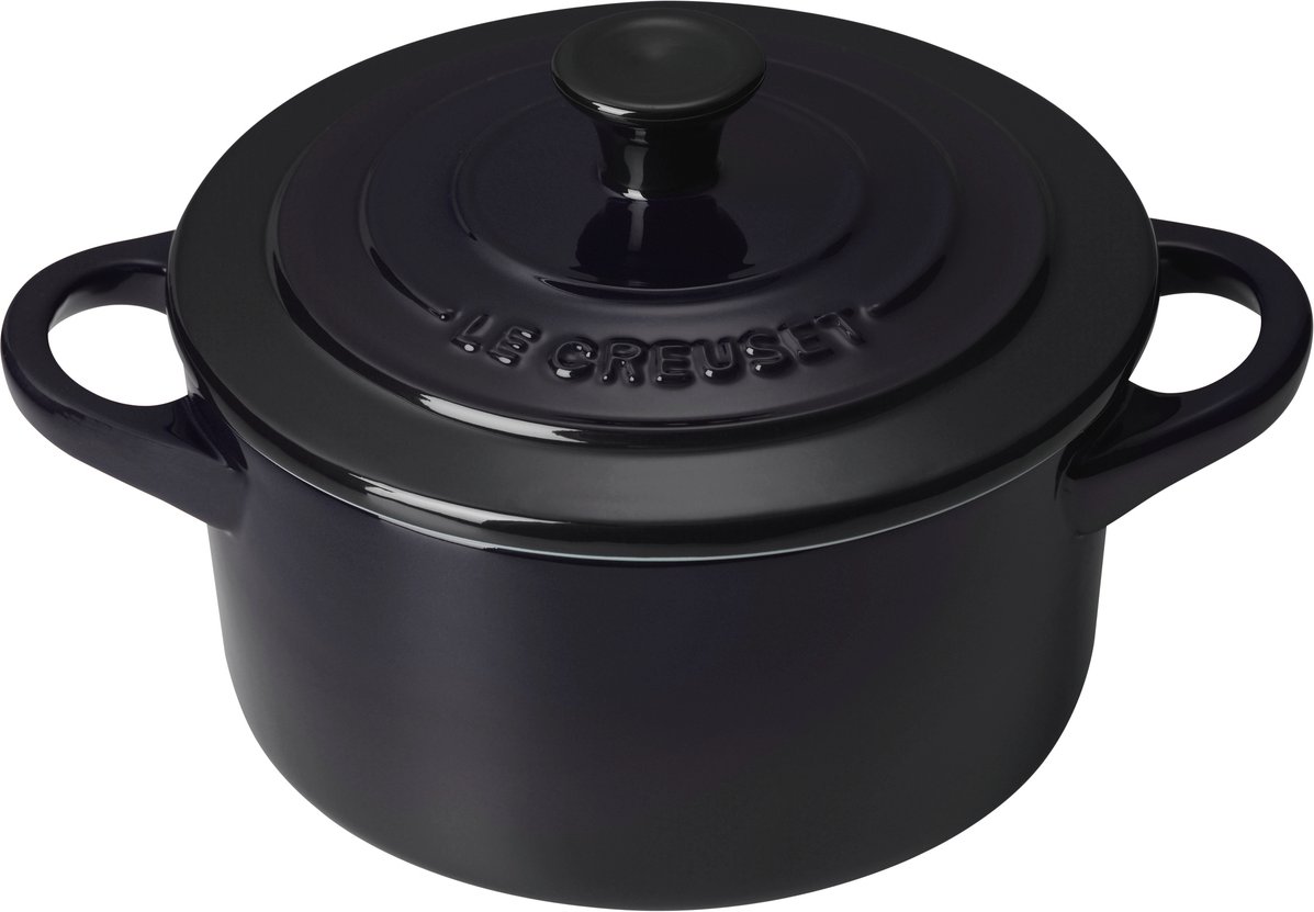 LE CREUSET Mini Cocotte 10 cm Schwarz Glänzend, Steinzeug