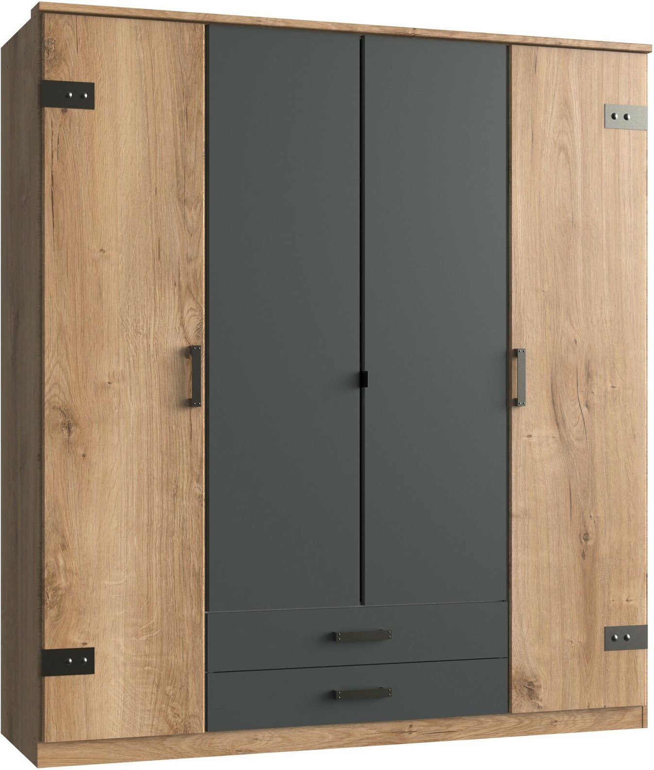 Z2 Drehtürenschrank 4trg. CORK, eiche/graphit, Holznachbildung