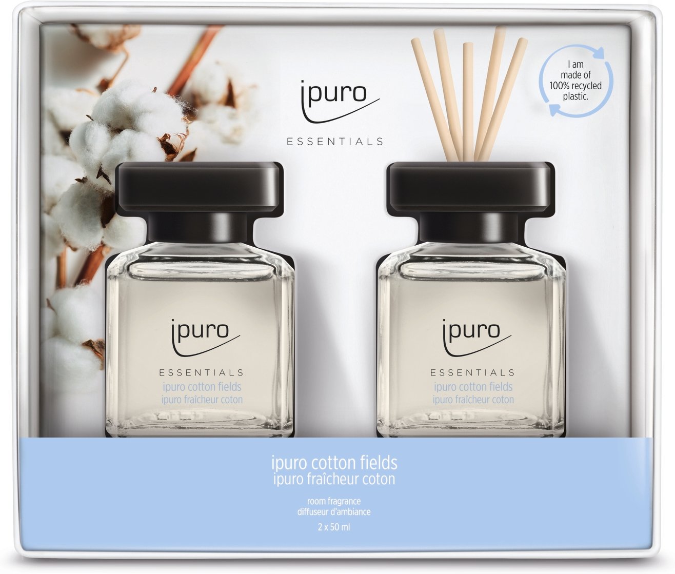 ipuro ESSENTIALS Raumduft Cotton Fields, Glas