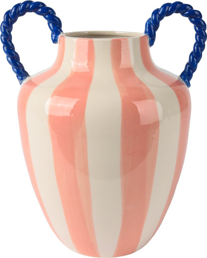 Decoris Vase Pink Stripes, Steingut