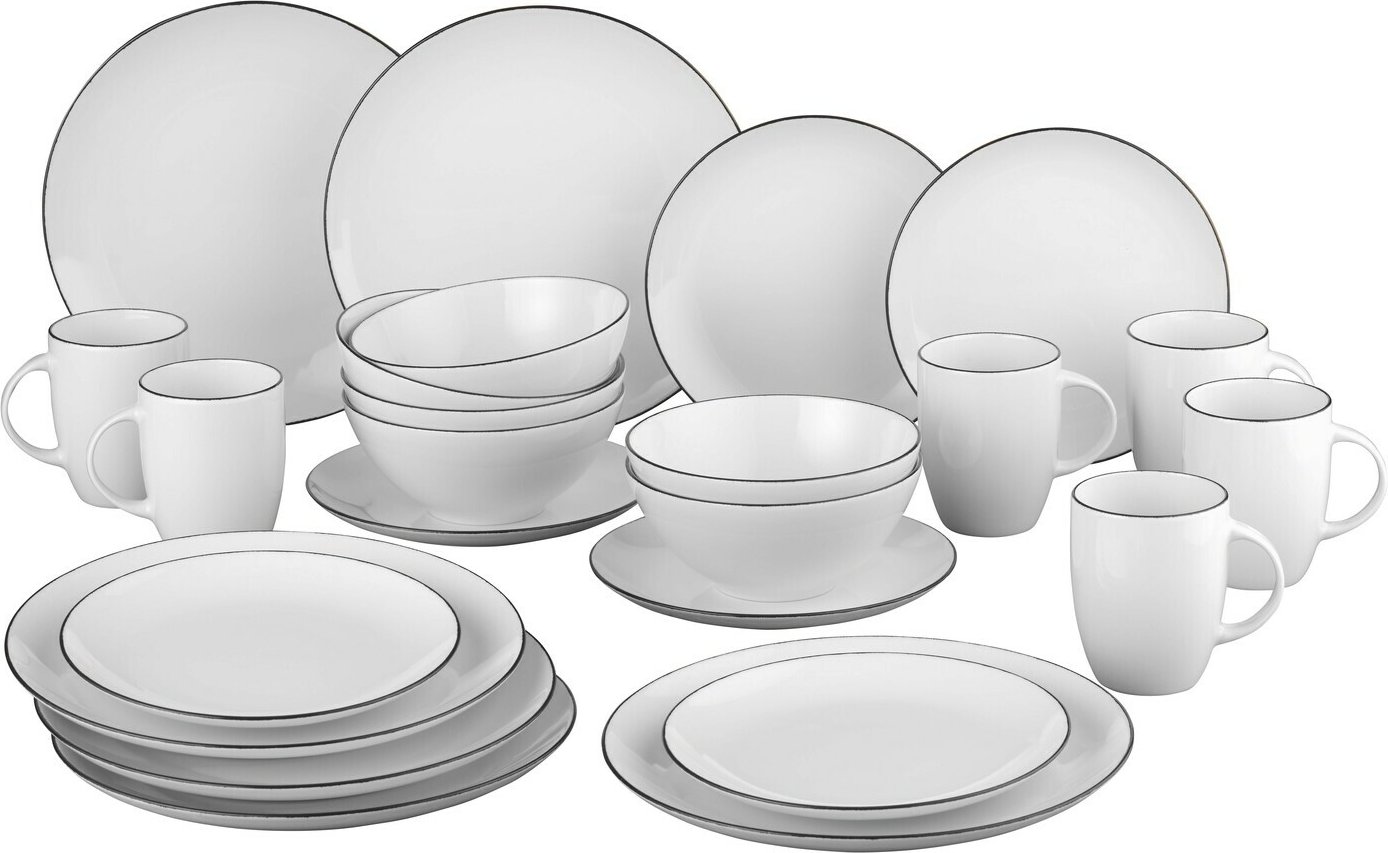 Van Well Kombiservice 24-tlg. BLACK STAR, Porzellan