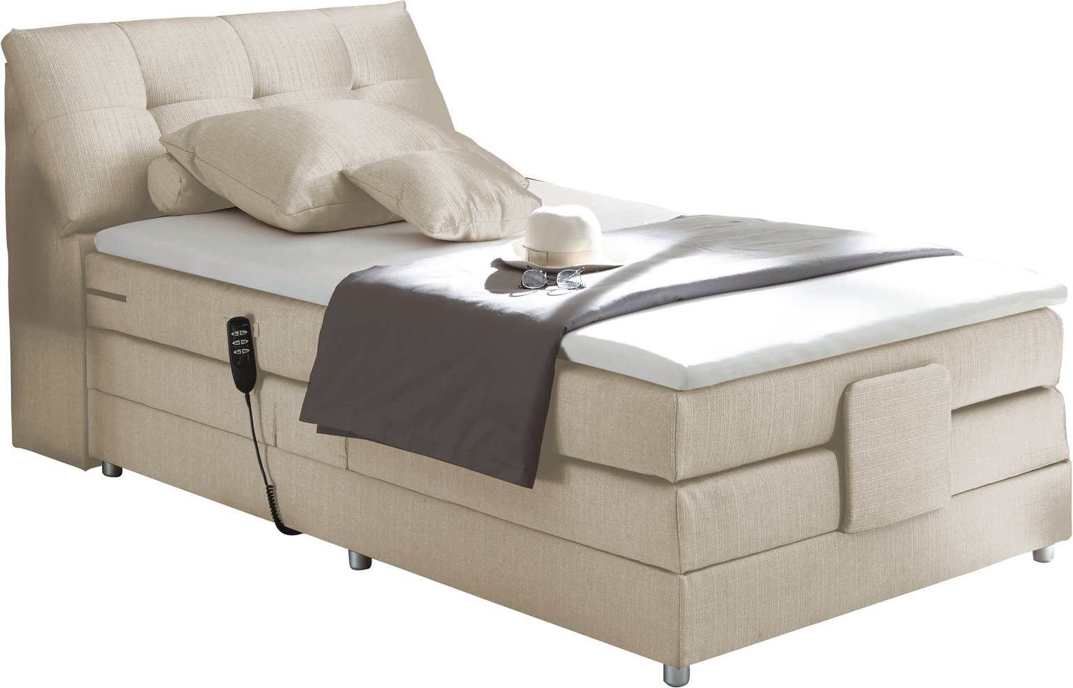 Esposa Boxspringbett CARPINO, Ivory, Stoff