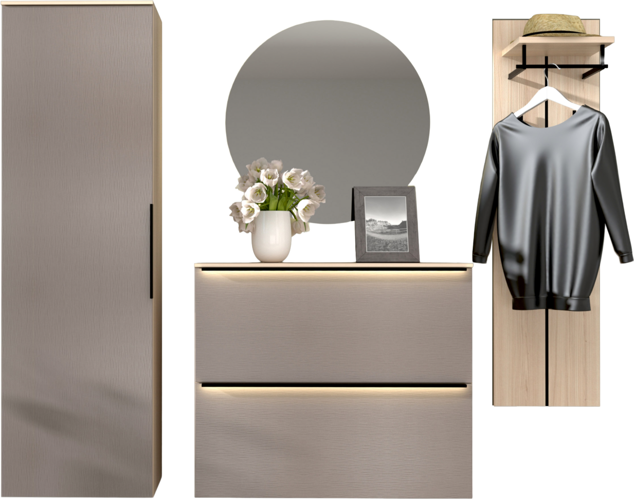 Voleo Garderoben-Kombination 4-tlg. STARLIGHT, Holznachbildung