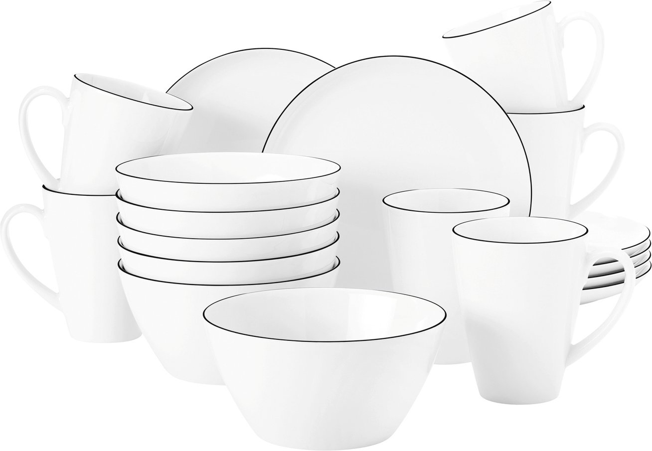 Seltmann Weiden Frühstücks-Set Lido Blackline 18-tlg., Porzellan