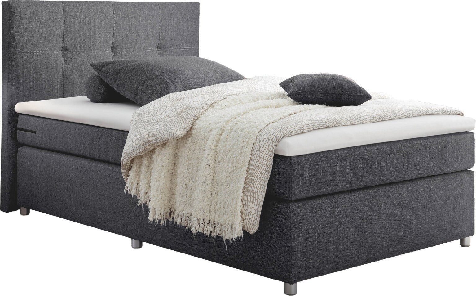 Esposa Boxspringbett MANOLO, anthrazit, Stoff