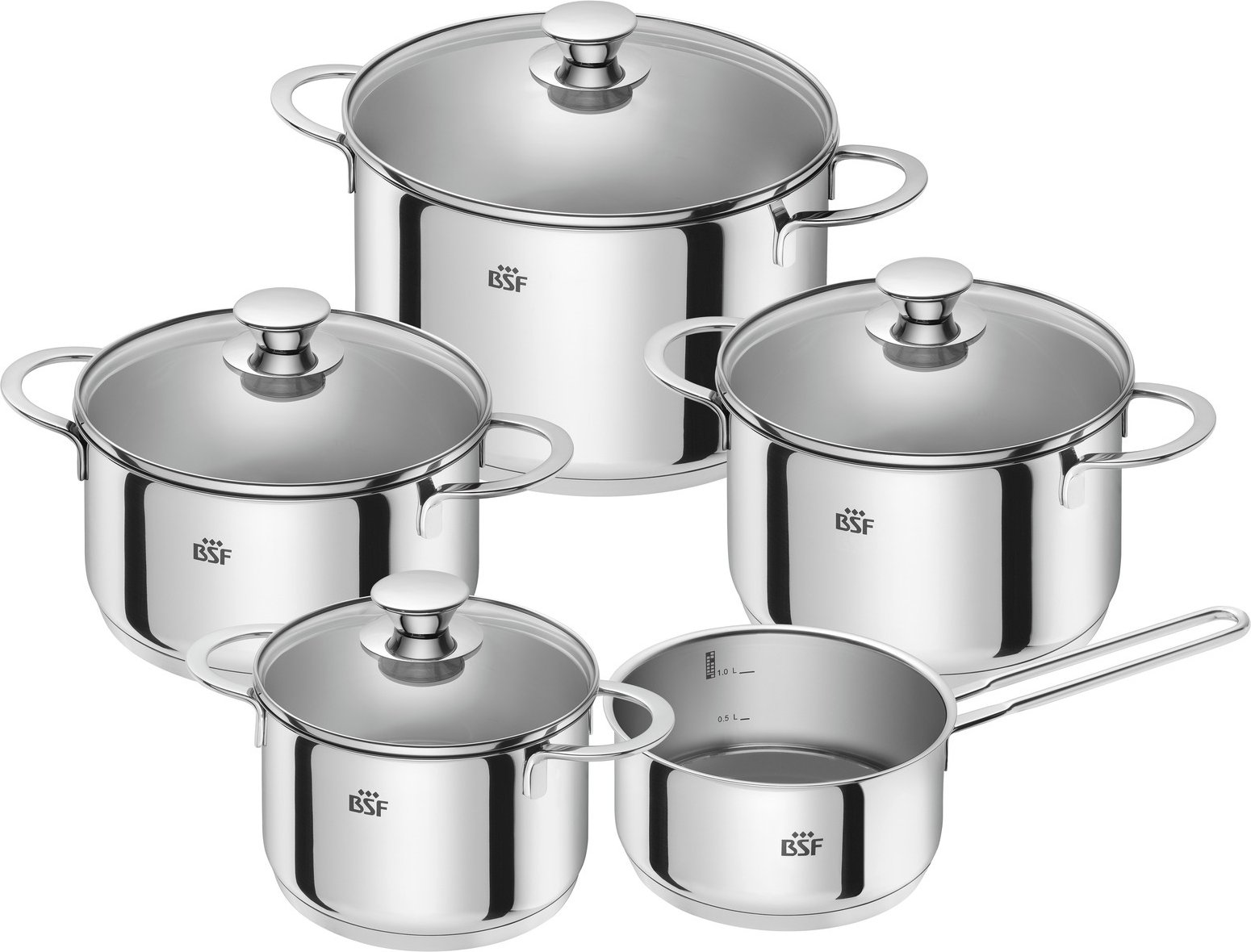 BSF Topfset 5-tlg. BORDEAUX, Edelstahl