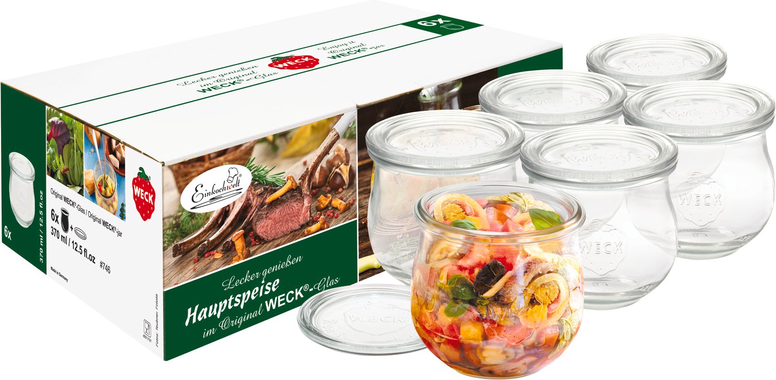 Einkochwelt Hauptspeisenglas 6er-Set WECK, Glas