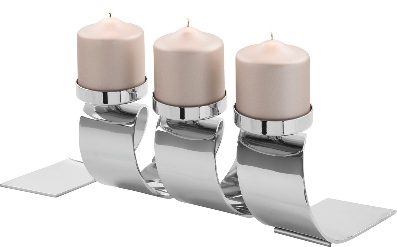 Fink Kerzenleuchter 3-flg., Edelstahl