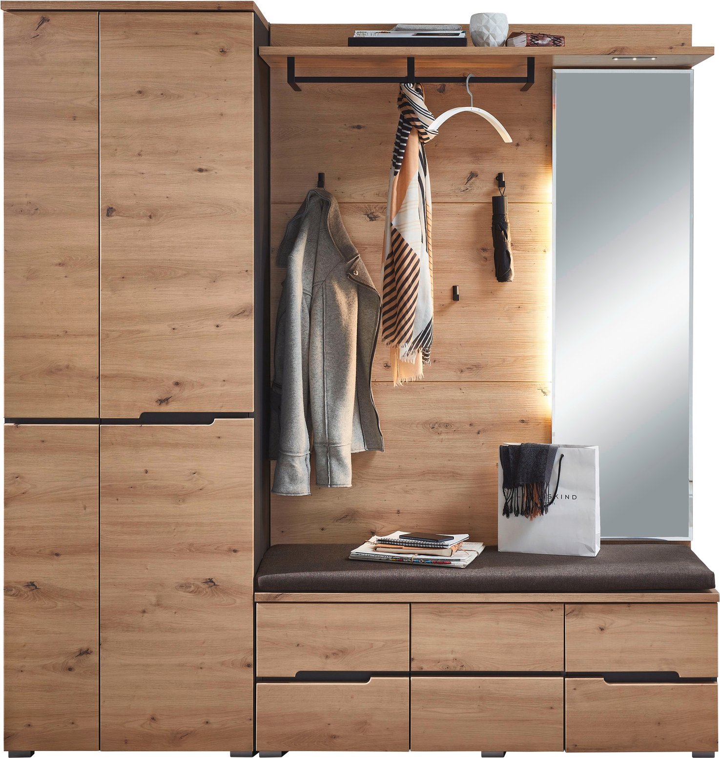 Voleo Garderoben-Set DETROIT, Holznachbildung