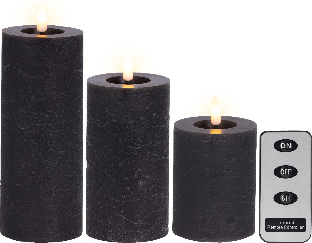 Lumineo LED-Wachskerzen 3-tlg. mit Fernbedienung
