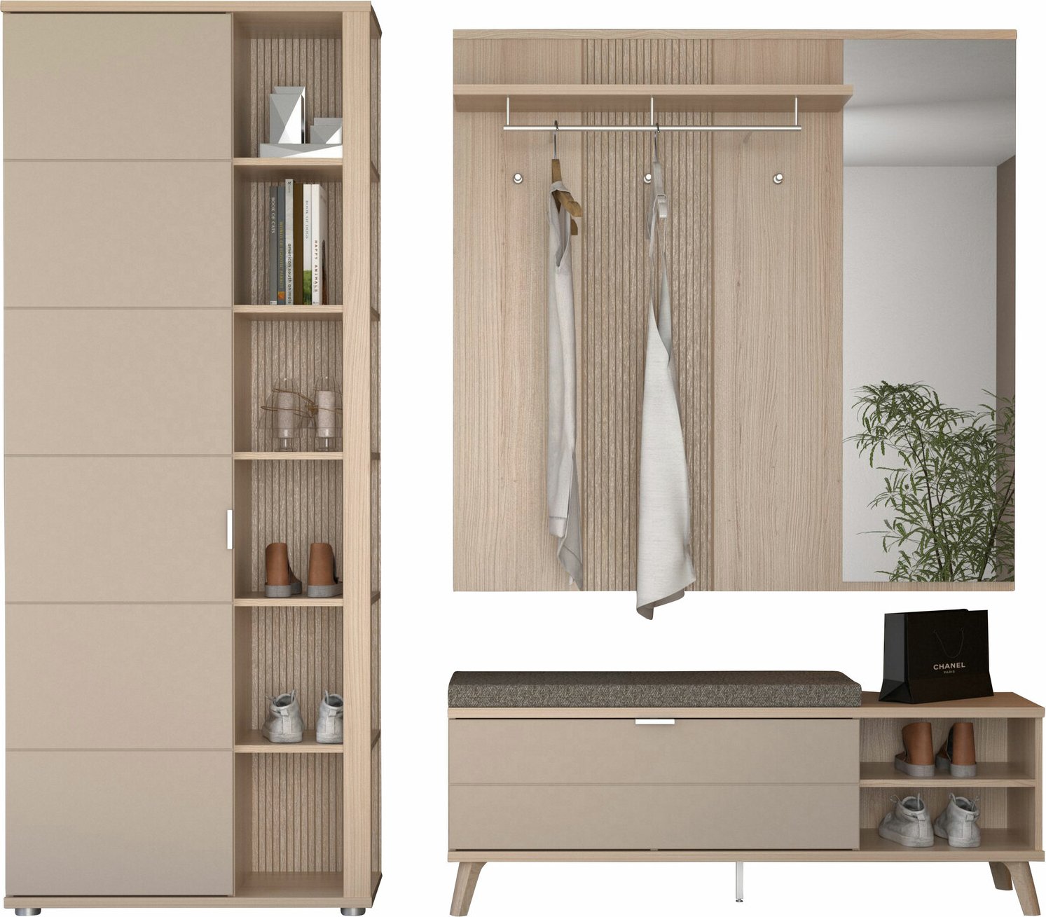 Voleo Garderoben-Set 3-tlg. BASEL, Holznachbildung