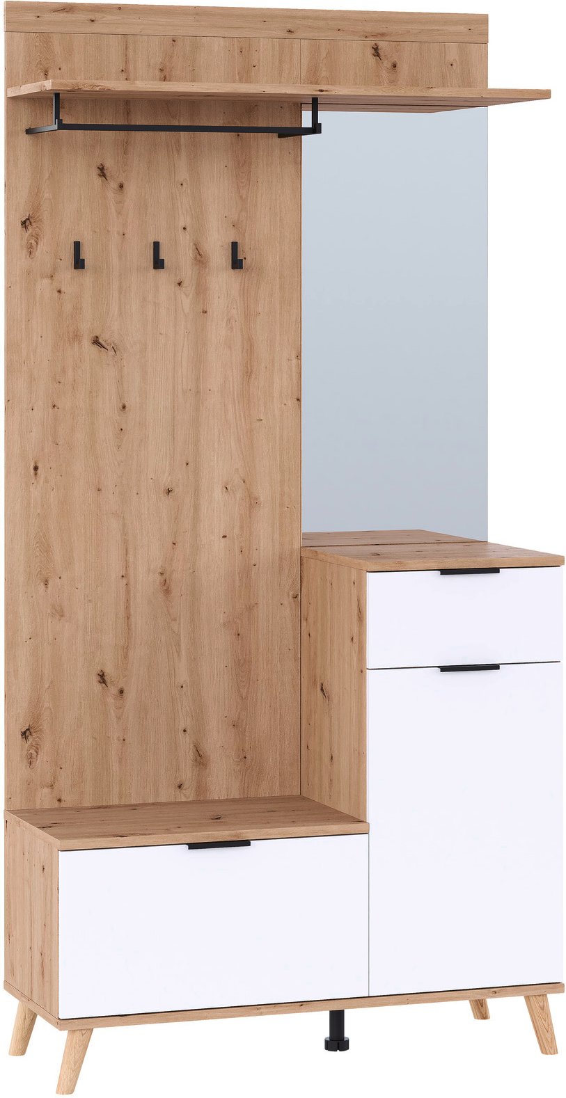 Carryhome Kompaktgarderobe NORDIC, Holznachbildung