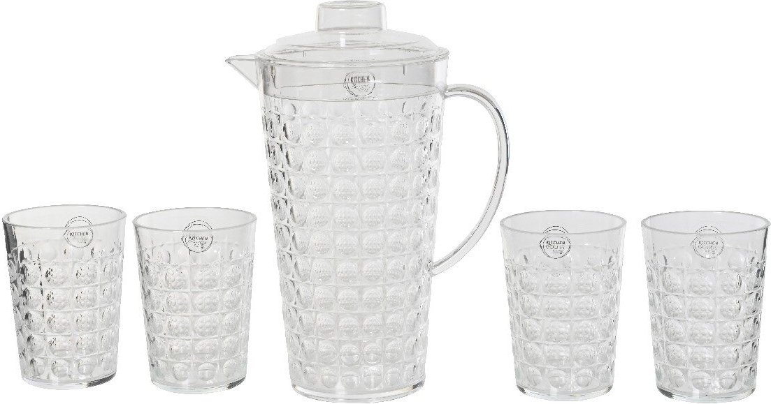 Decoris Kunststoff Glasset mit Karaffe 5-tlg., Kunststoff