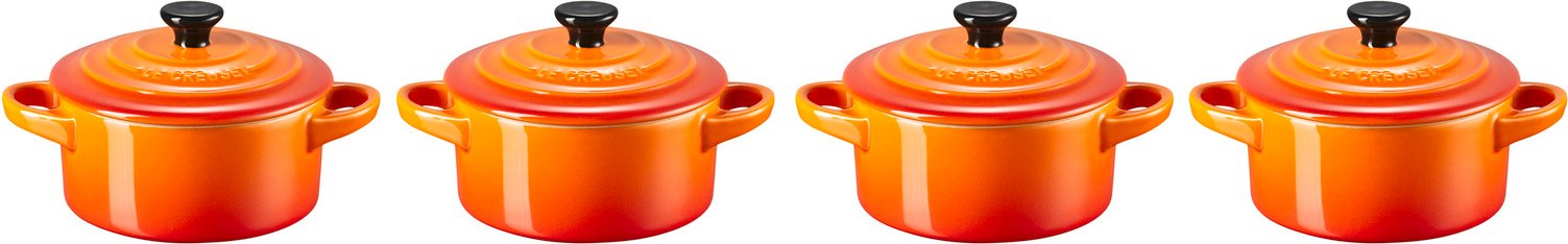 LE CREUSET Mini-Cocotte 4er-Set 10cm Ofenrot, Steinzeug