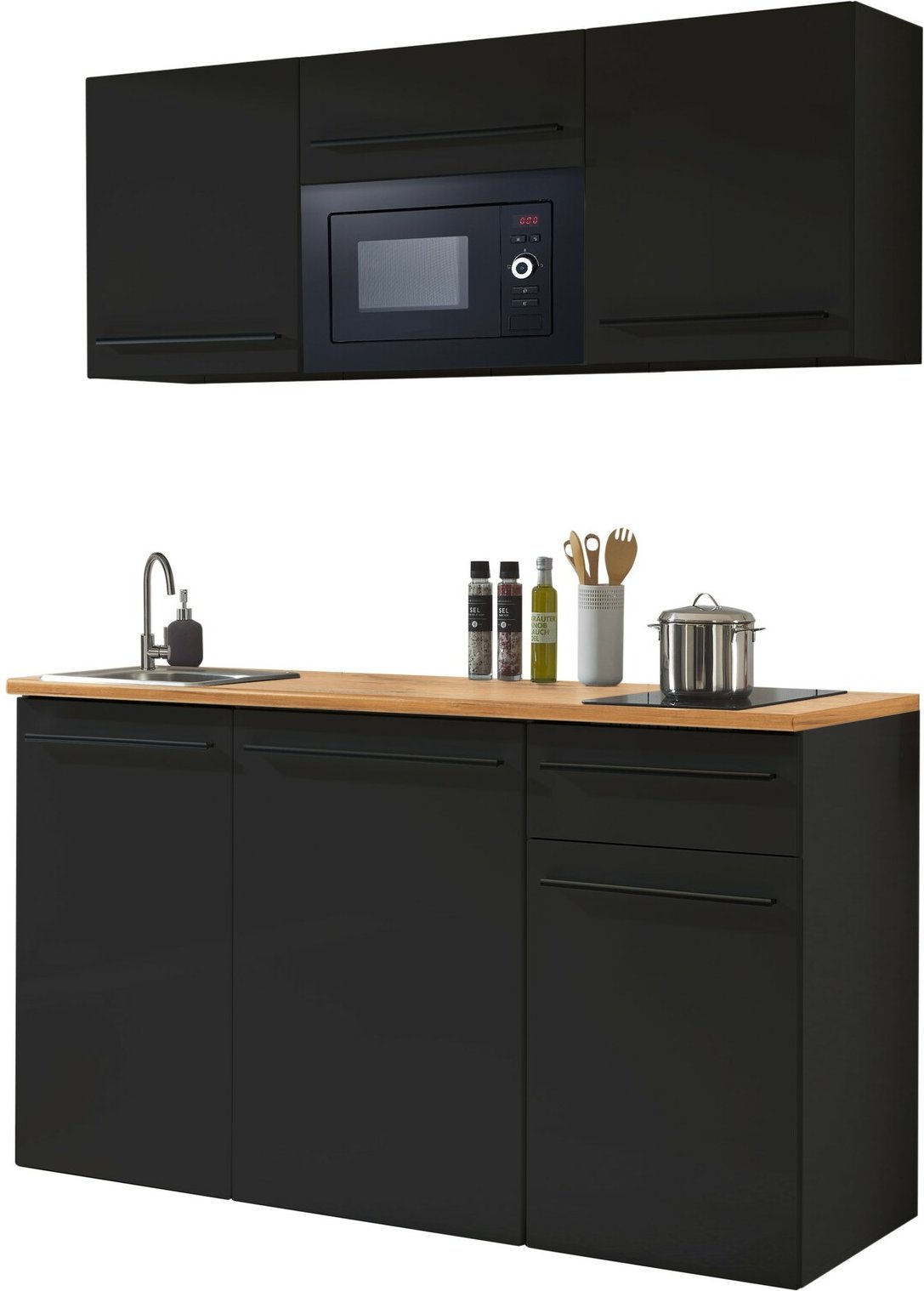 Yourkitchen Single-Küche 160 JAZZ, Holznachbildung