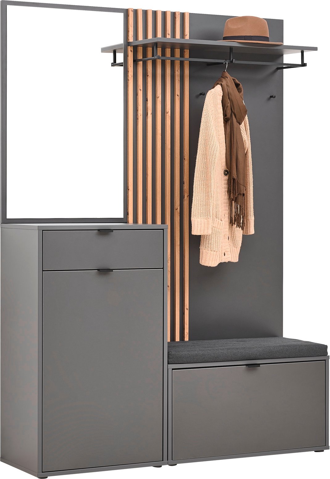 Voleo Kompaktgarderobe PHIL, Holznachbildung