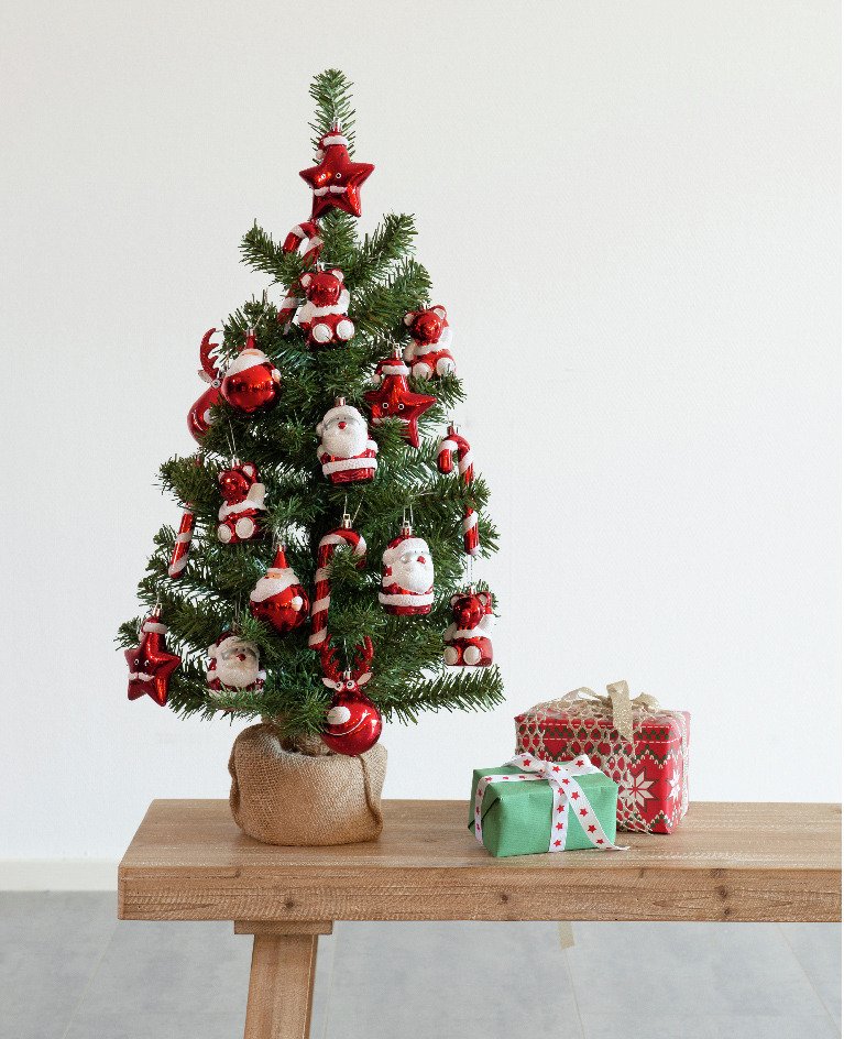 Everlands Mini-Tannenbaum mit Schmuck, Kunststoff