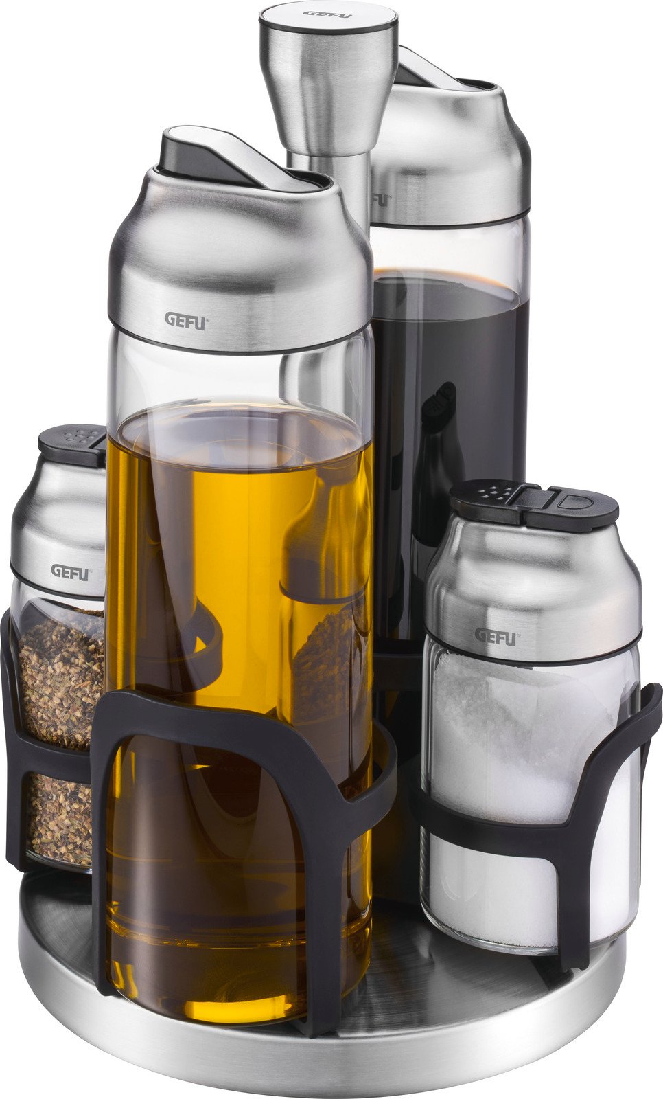 GEFU Essig-Öl und Gewürz Menage 5-tlg. KIPPO, Glas