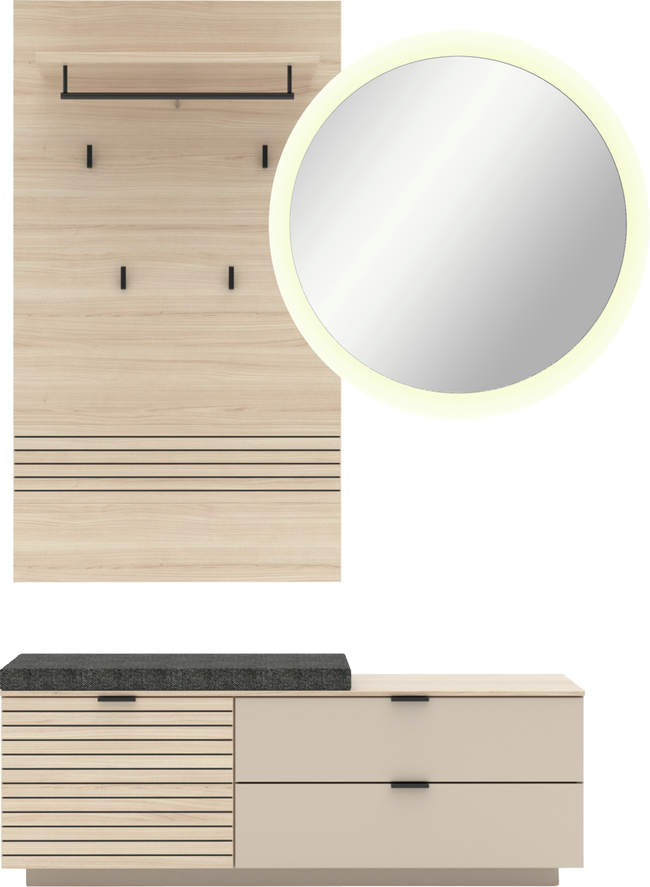 Voleo Garderoben-Set 3-tlg. INA, Holznachbildung